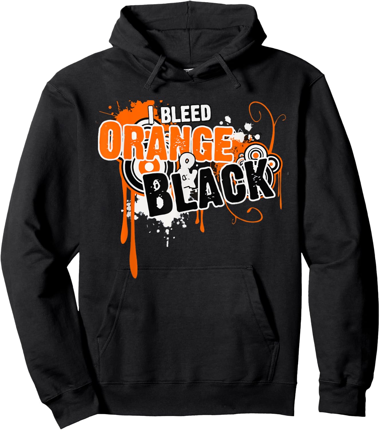 I Bleed Black & Orange Sports Team Game Day Hoodie - Hoodie | Black