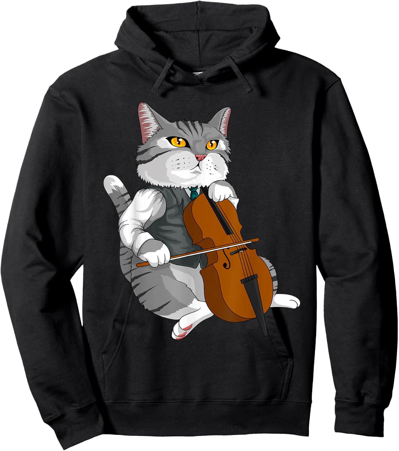 Cat Playing Cello Violin musical instrument Hoodie - Hoodie | Black