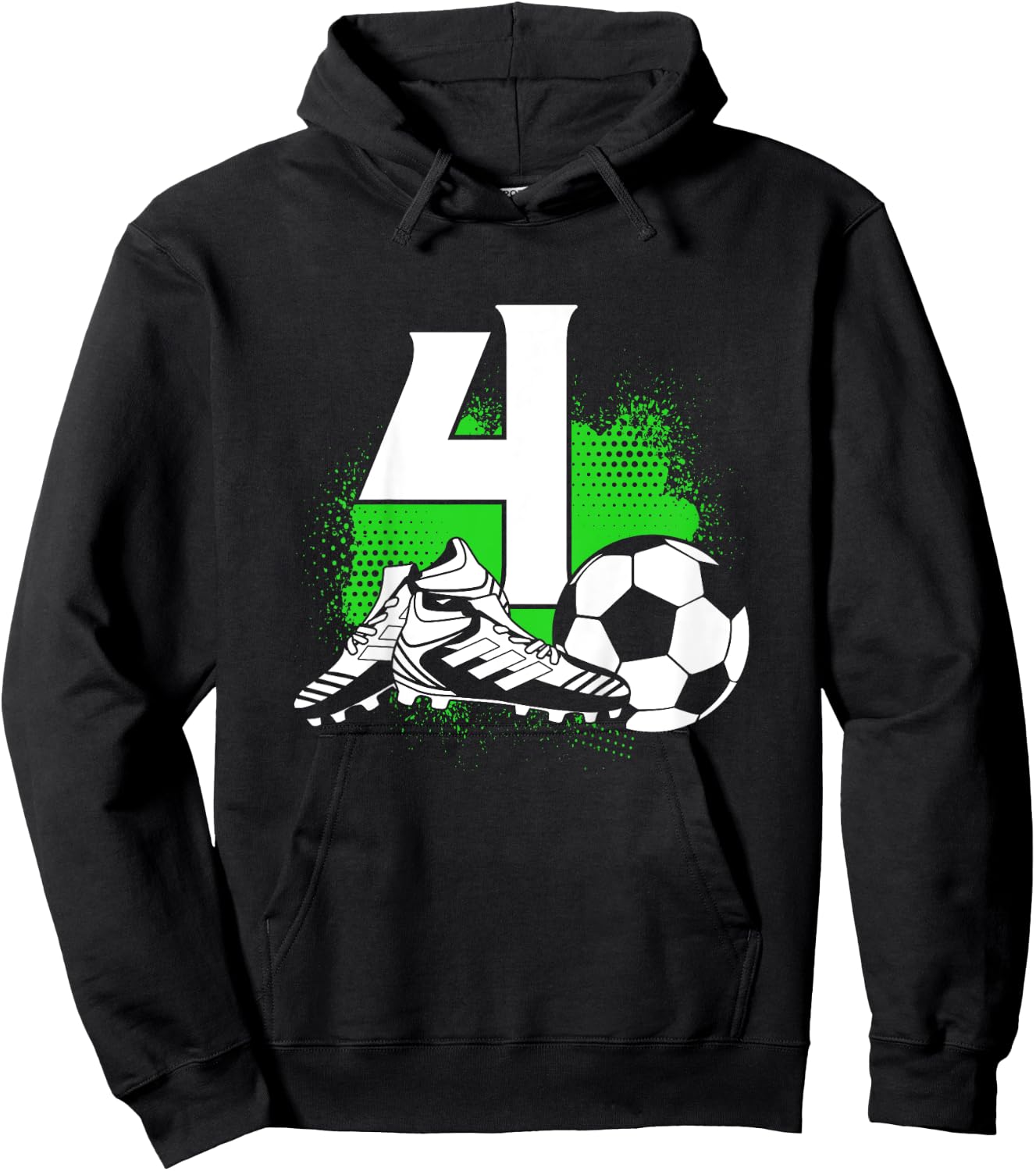 Kids 4 Years Old Boy 4th Birthday Gift Bday Soccer Hoodie - Hoodie | Black