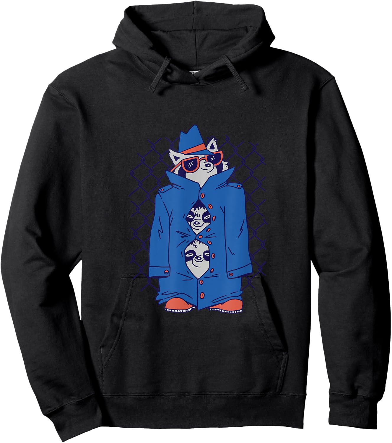 Raccoons in Trench Coats Cute and Funn for Raccoon Lovers Hoodie - Hoodie | Black