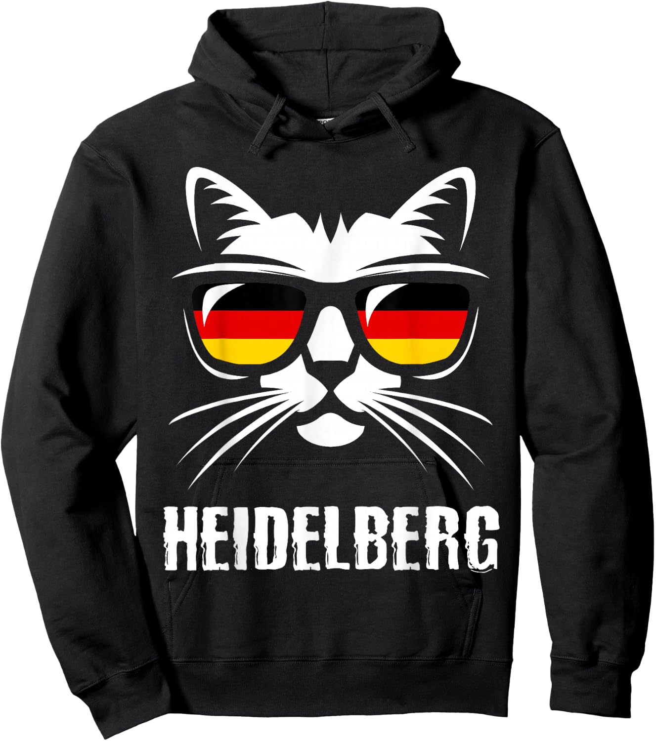 Heidelberg City Funny Cat German Flag Germany Hoodie - Hoodie | Black