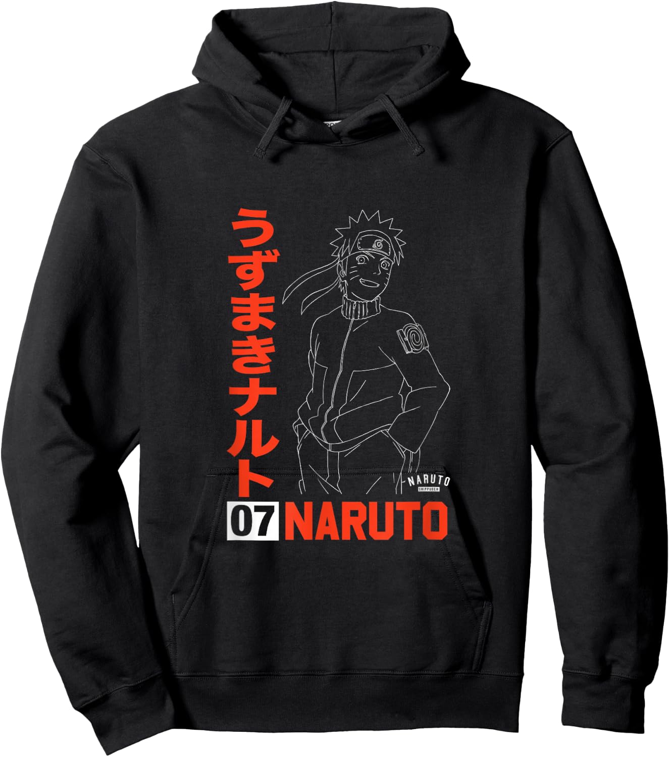 Naruto Naruto Shippuden Uzumaki Line Art - -Adult, Black, Small, Short Sleeve, , Anime Hoodie - Hoodie | Black