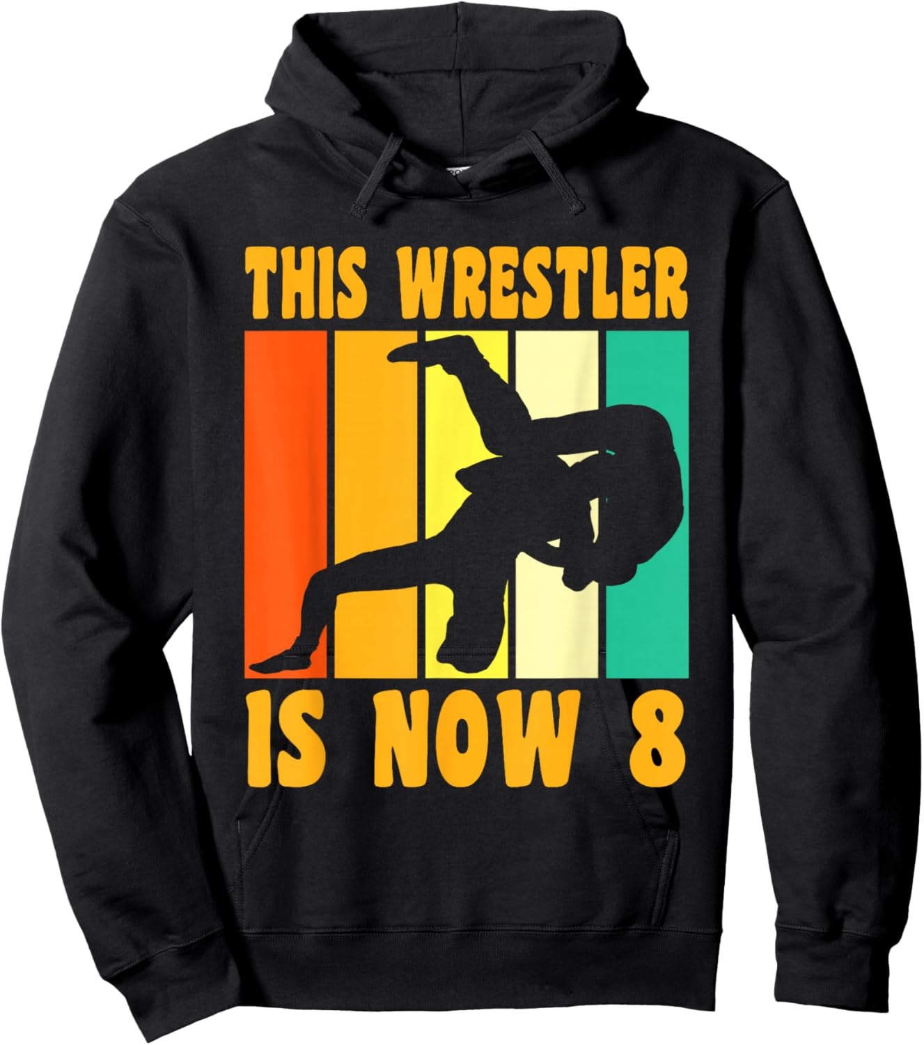 Happy 8 Birthday 8 Year Old Vintage Wrestling 8 Birthday Hoodie - Hoodie | Black
