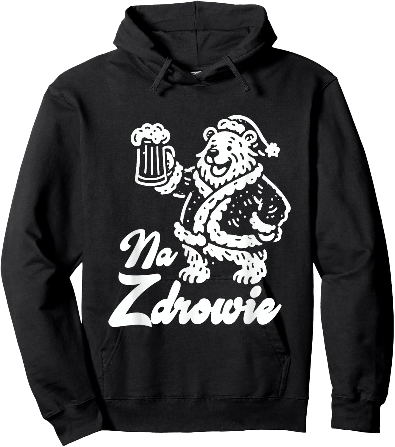 Na Zdrowie Polish Dyngus Day Bear Drinking Beer Poland Pride Hoodie - Hoodie | Black