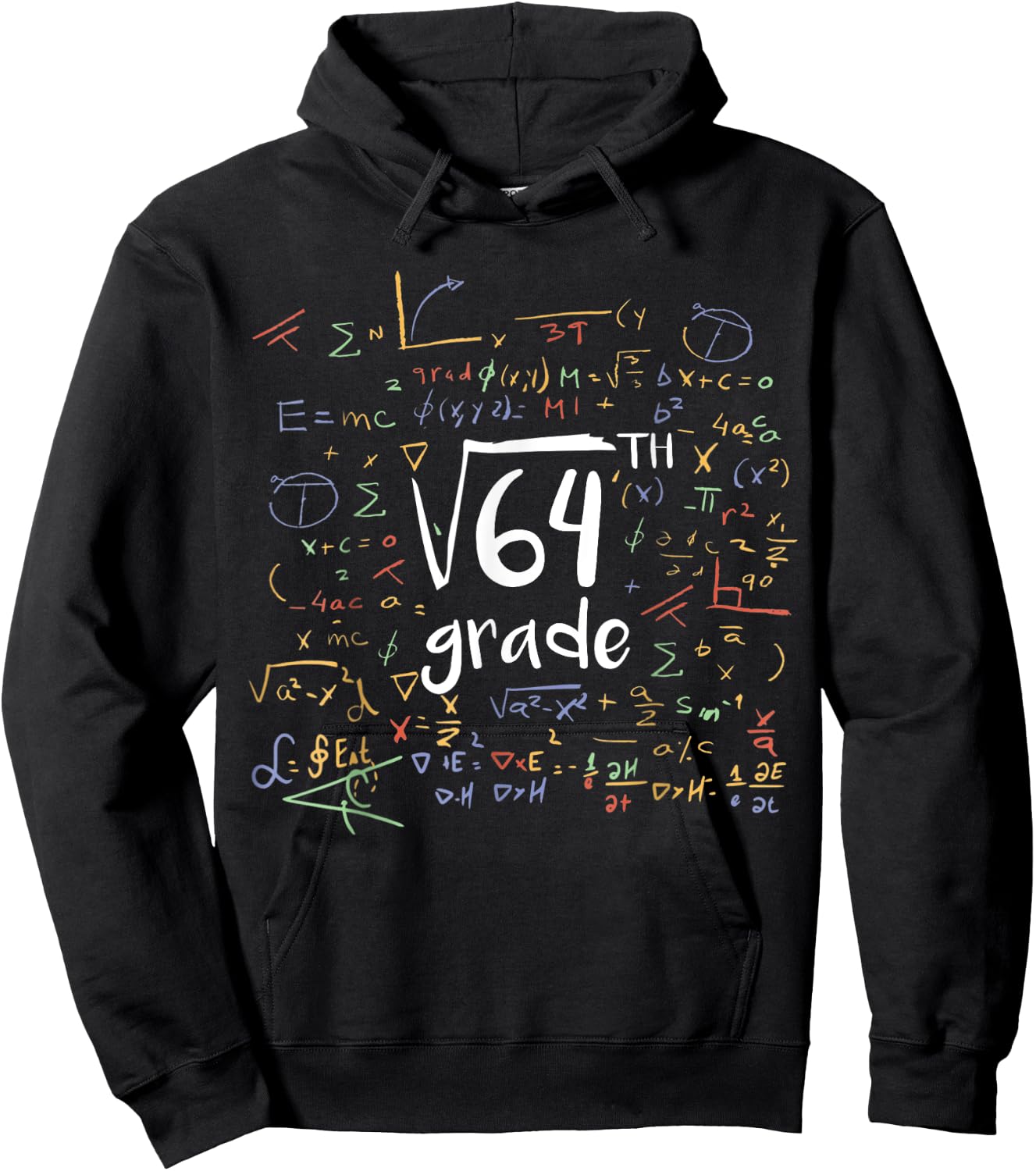 First Day Of School 8th Grade Square Root Of 64 Math Teacher Women Kids Hoodie - Hoodie | Black