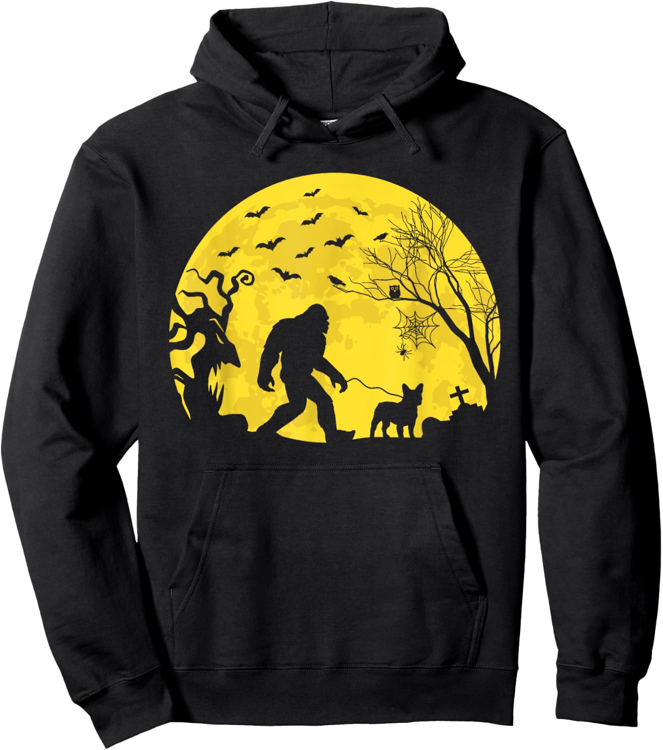 Halloween Bigfoot Walking French Bulldog Hoodie - Hoodie | Black
