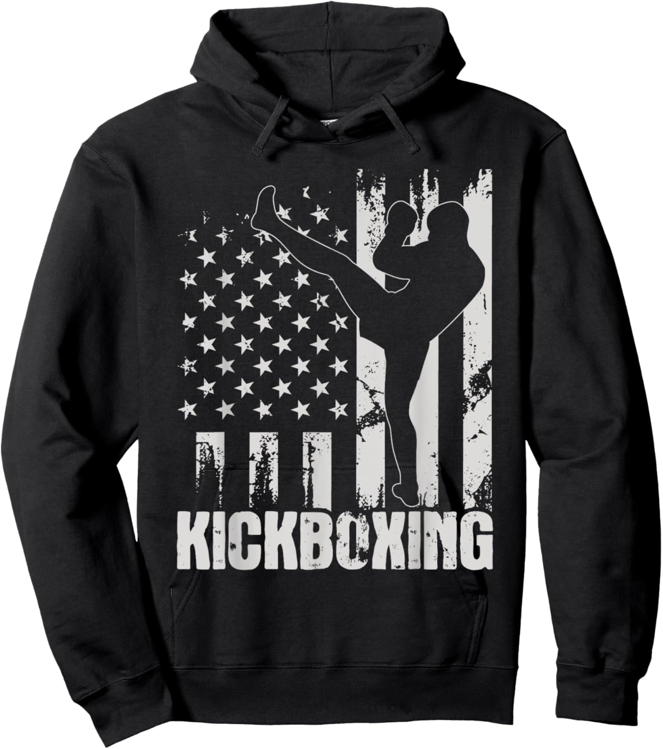 Kickboxing - USA American Flag Kickboxer Combat Self Defense Women Kids Men Hoodie - Hoodie | Black