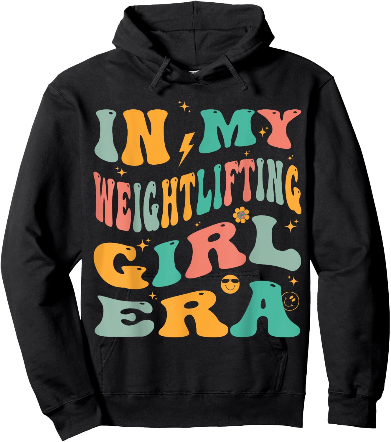 In My Weightlifting Girl Era Groovy Gym Weightlifter Hoodie - Hoodie | Black