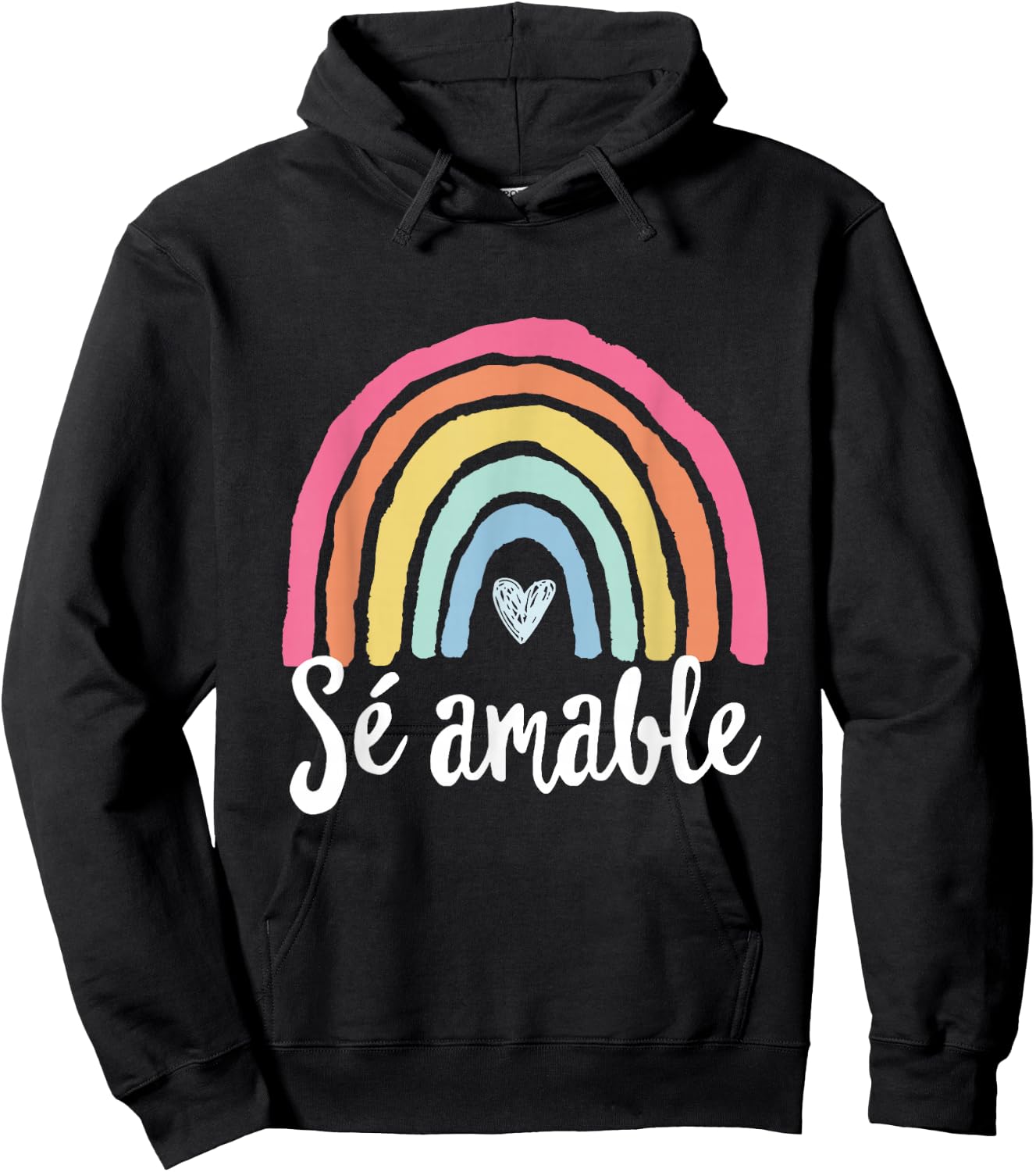 Sé amable Spanish Bilingual Teacher Be Kind Boho Rainbow Hoodie - Hoodie | Black
