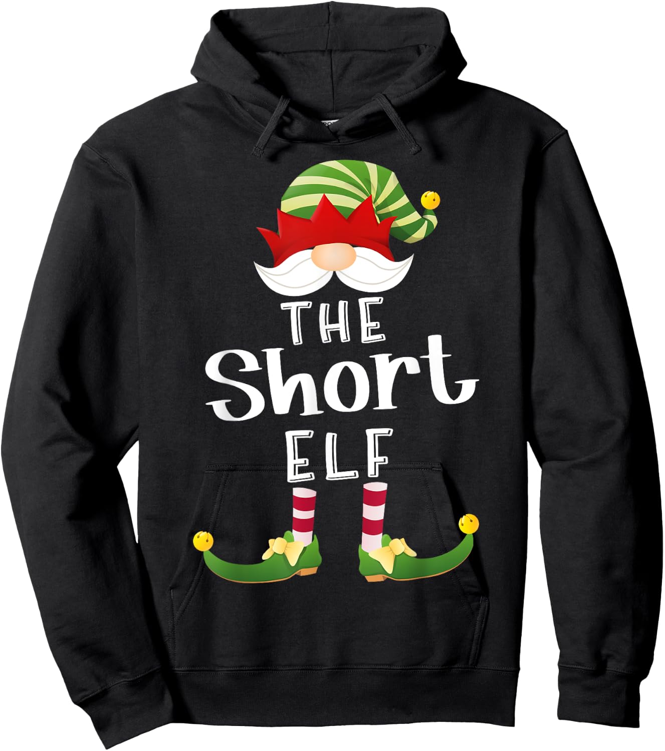 Short Elf Group Christmas Funny Pajama Party Hoodie - Hoodie | Black
