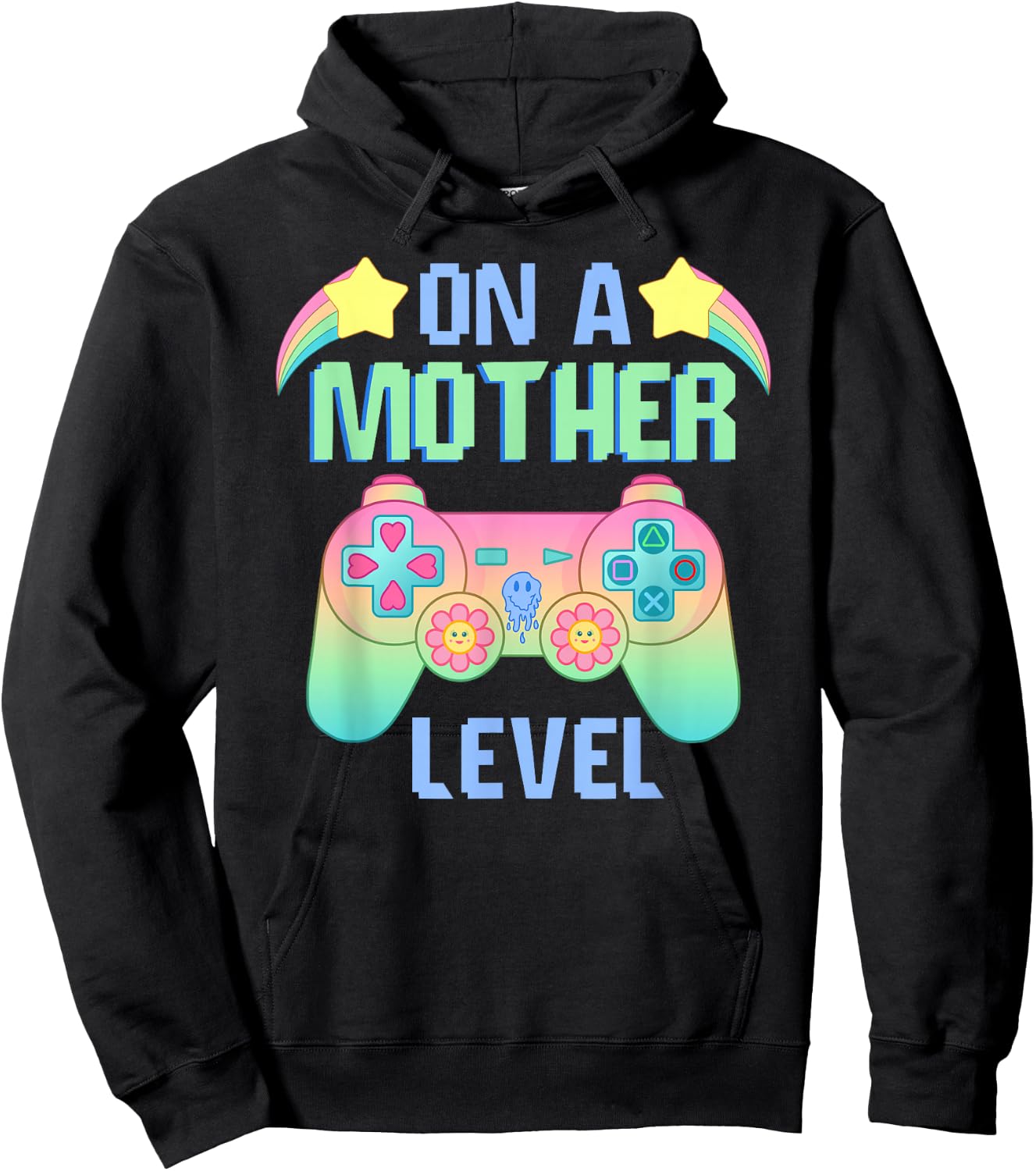 Funny Mothers Day On A Mother Level Gamer Mom Retro Gaming Hoodie - Hoodie | Black