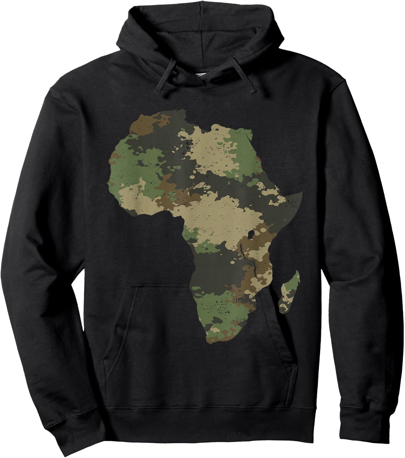 Africa Continent Map Camo Pattern African Safari Camouflage Hoodie - Hoodie | Black