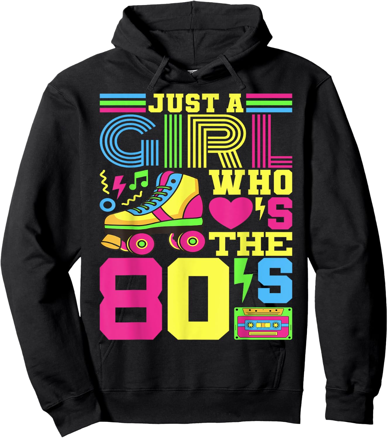 Just A Girl Who Loves The 80s Party 80s Outfit 1980s Costume Hoodie - Hoodie | Black