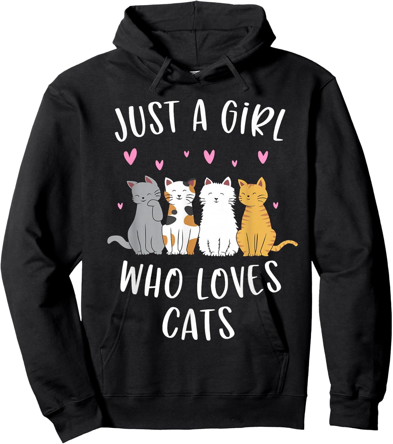 Just A Girl Who Loves Cats Cute Cat Lover Small Hoodie - Hoodie | Black