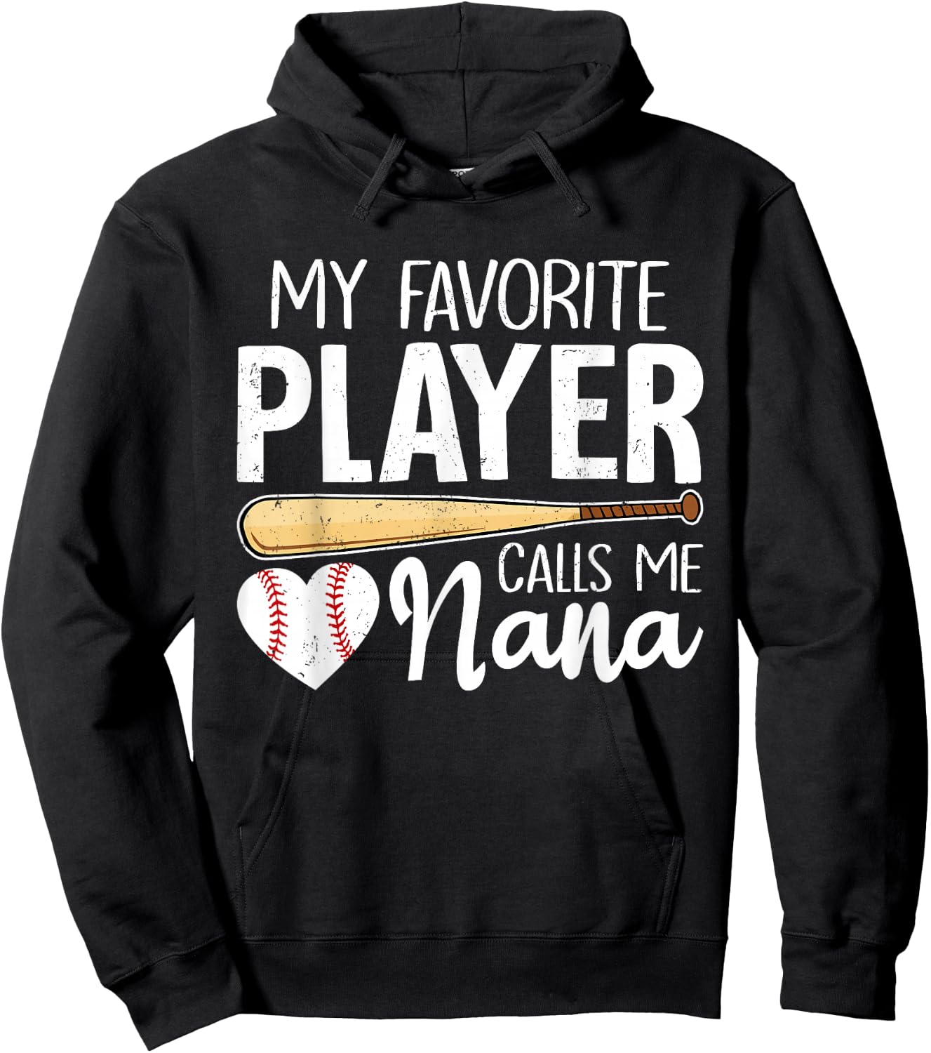 Baseball Grandma My Favorite Player Calls Me Nana Baseball Hoodie - Hoodie | Black