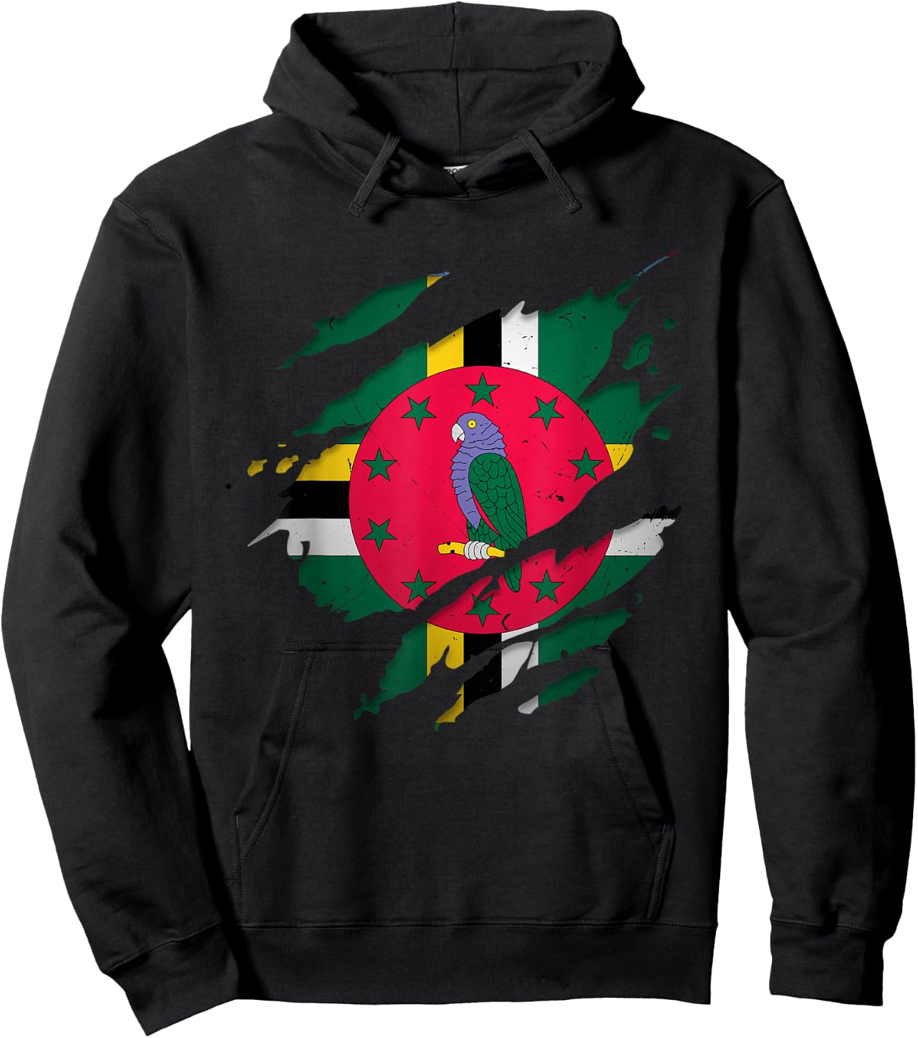 Proud Dominican Shirts | Torn Ripped Dominica Flag Hoodie - Hoodie | Black