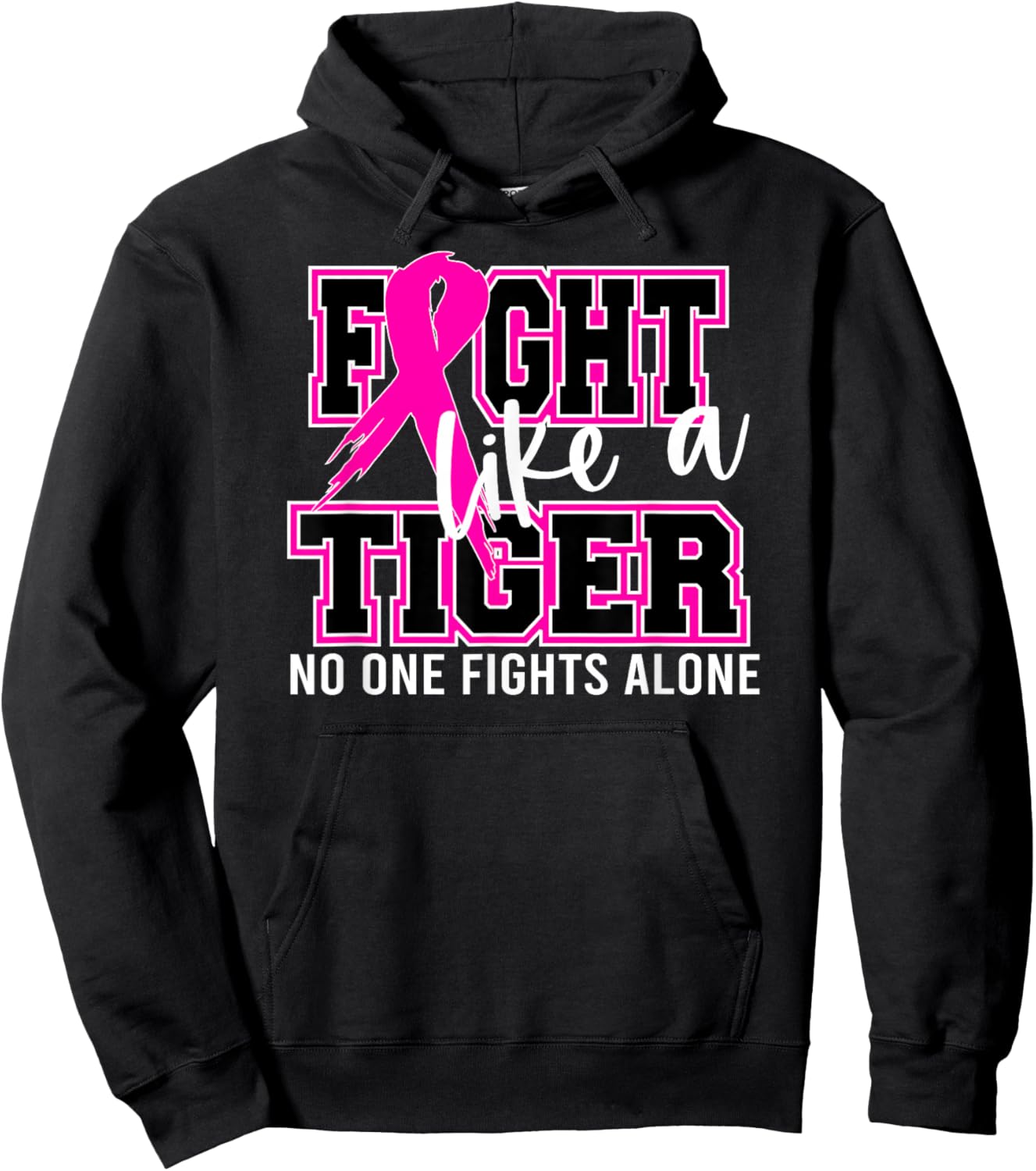 Fight Like a Tiger School Spirit Breast Cancer Awareness Hoodie - Hoodie | Black