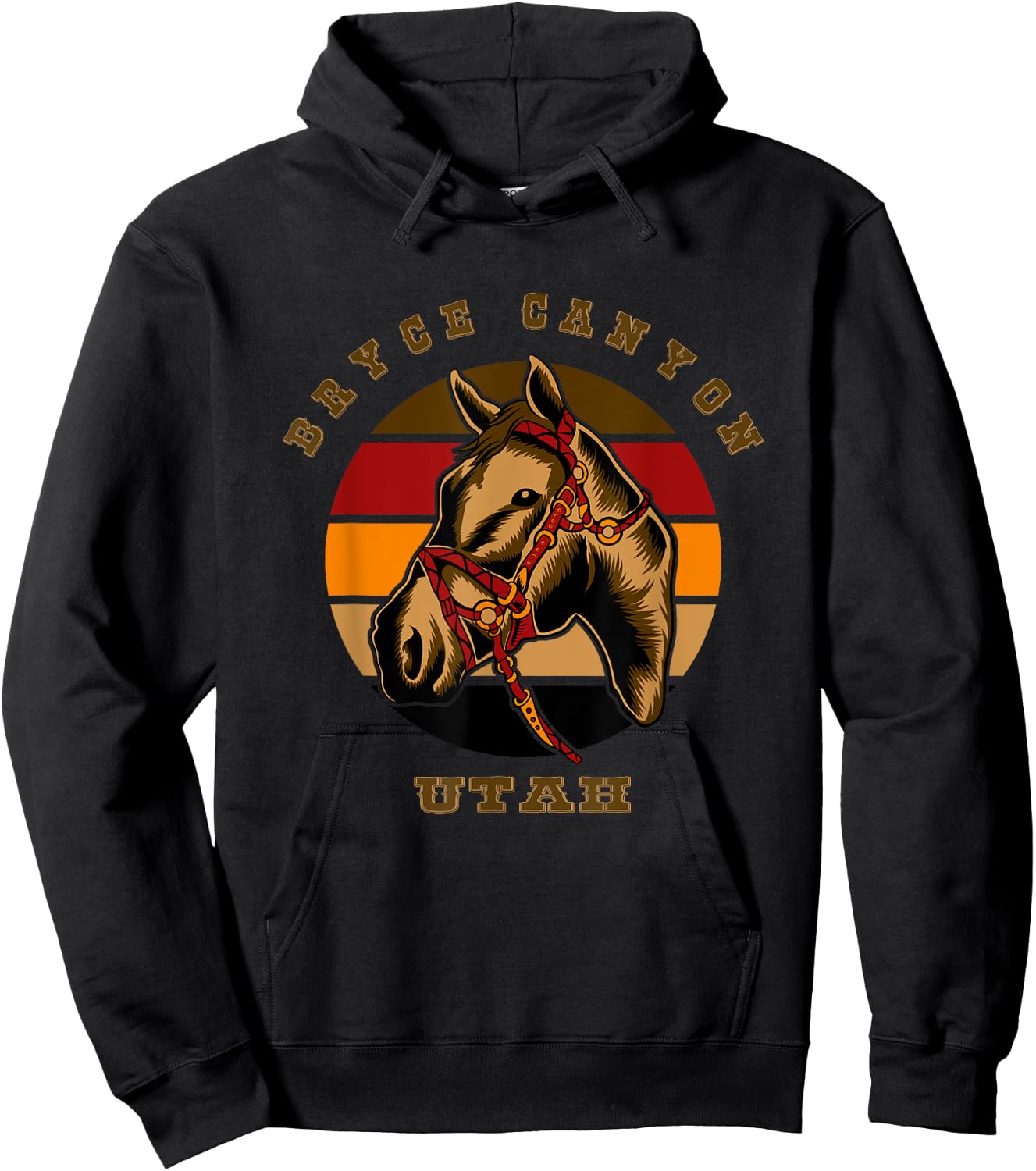 Utah Horseback Riding Horse Retro Style Bryce Canyon Equine Hoodie - Hoodie | Black