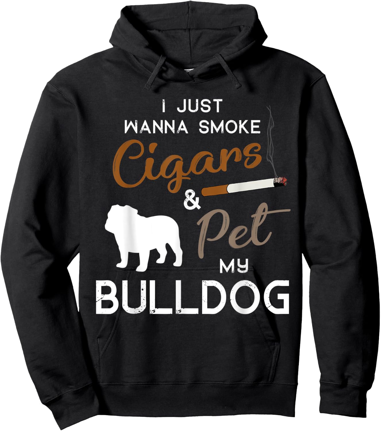 Bulldog Dog Cigar lover owner Christmas Birthday Gift Women Hoodie - Hoodie | Black