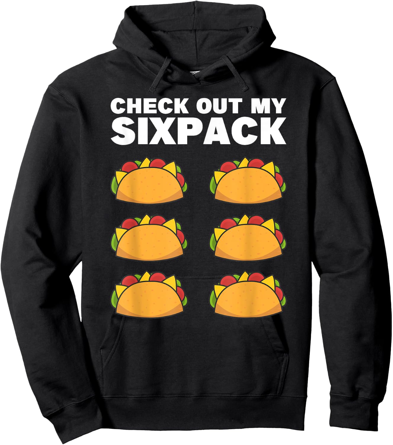 Taco Six Pack Fun Mexican Fitness Gym Hoodie - Hoodie | Black