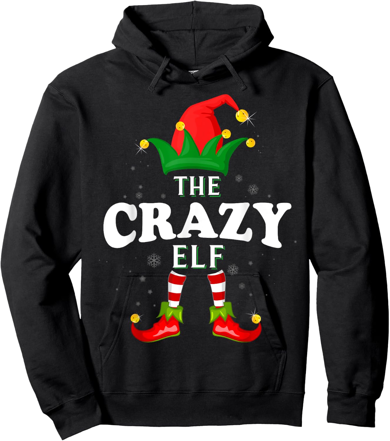 Xmas Crazy Elf Family Matching Christmas Pajama Hoodie - Hoodie | Black