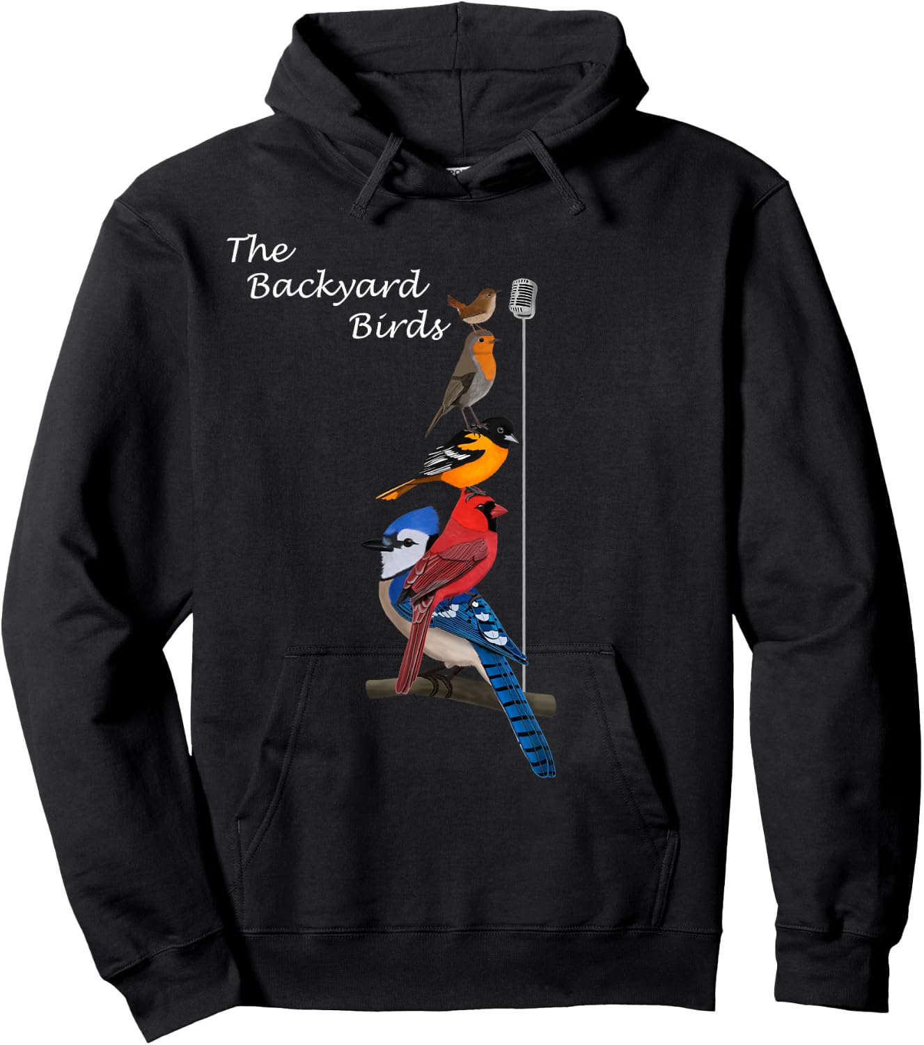 The Backyard Birds Blue Jay Cardinal Wren Bird Birdwatcher Hoodie - Hoodie | Black
