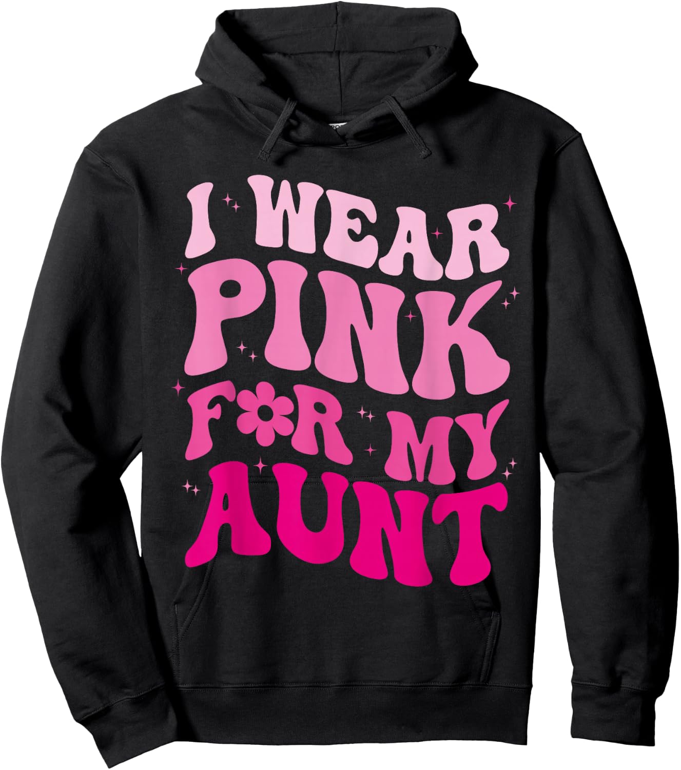 I Wear Pink for my Aunt Groovy Breast Cancer Women Kid Youth Hoodie - Hoodie | Black