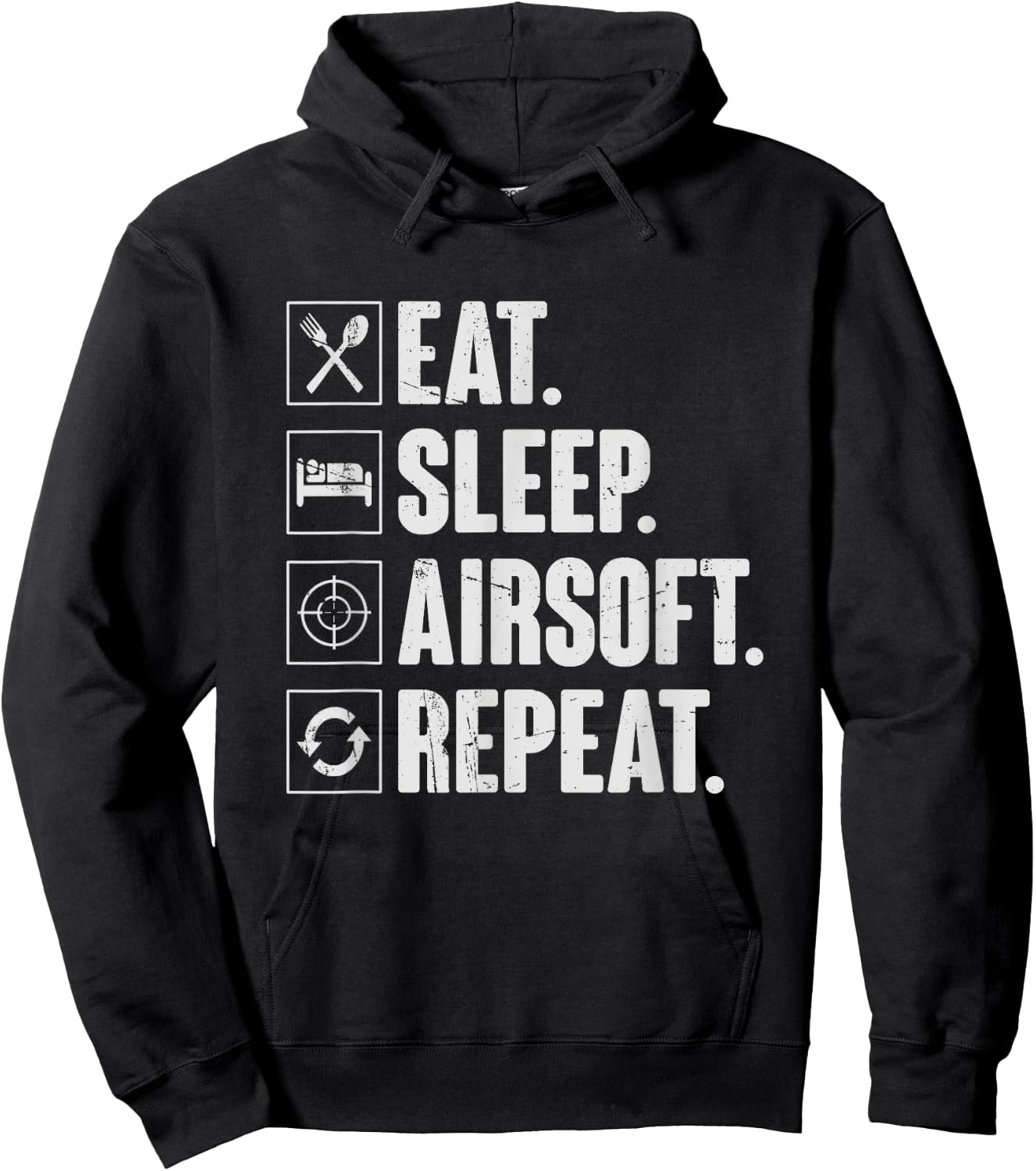 Eat Sleep Airsoft Repeat - Funny Retro Air-Soft Sport Gift Hoodie - Hoodie | Black