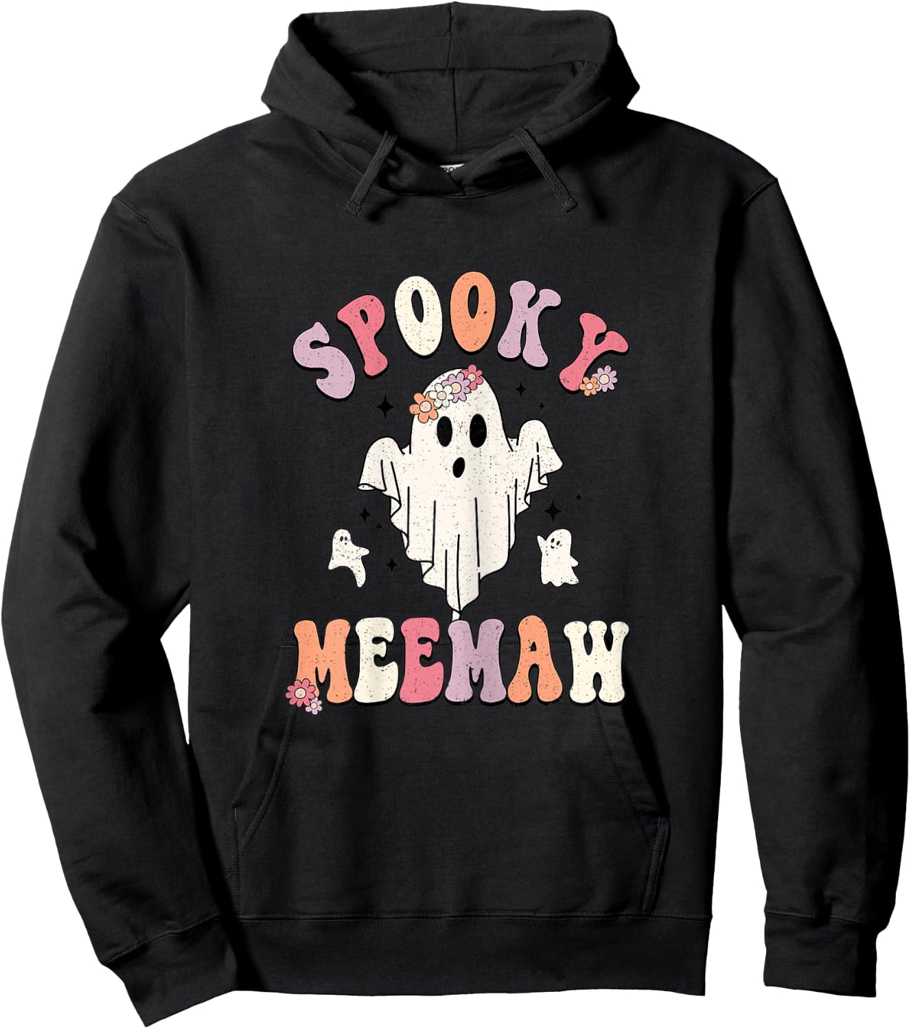 Spooky Meemaw Shirt, Cute Ghost Meemaw Halloween Hoodie - Hoodie | Black