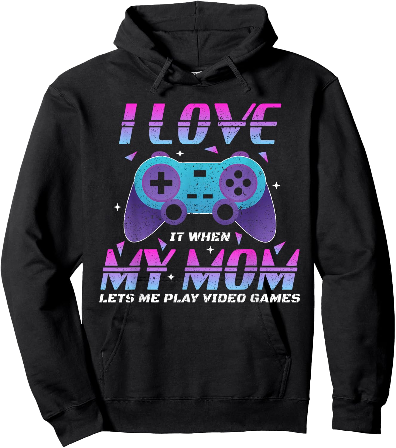 Funny Video Games Gaming Shirt Boys Girls I Love My Mom Hoodie - Hoodie | Black