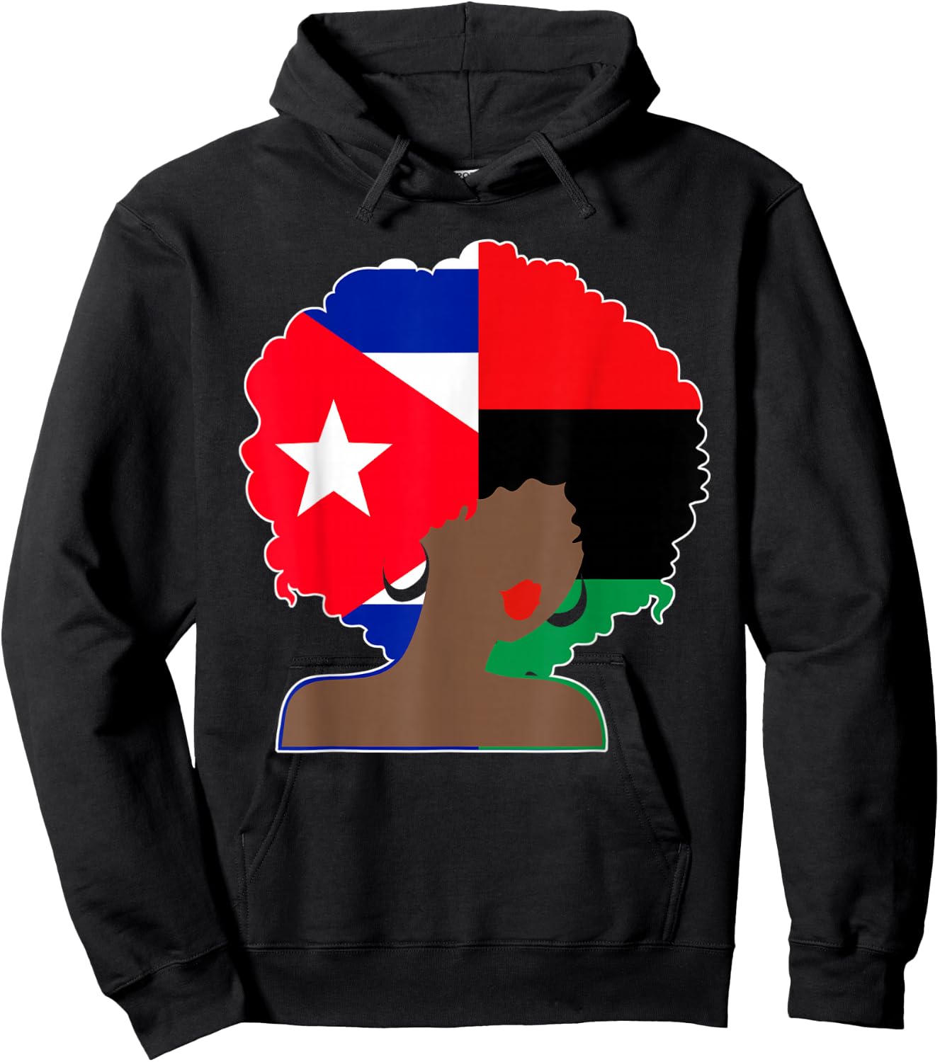 Puerto Rican African Black Woman Afro Hair Pride History Hoodie - Hoodie | Black