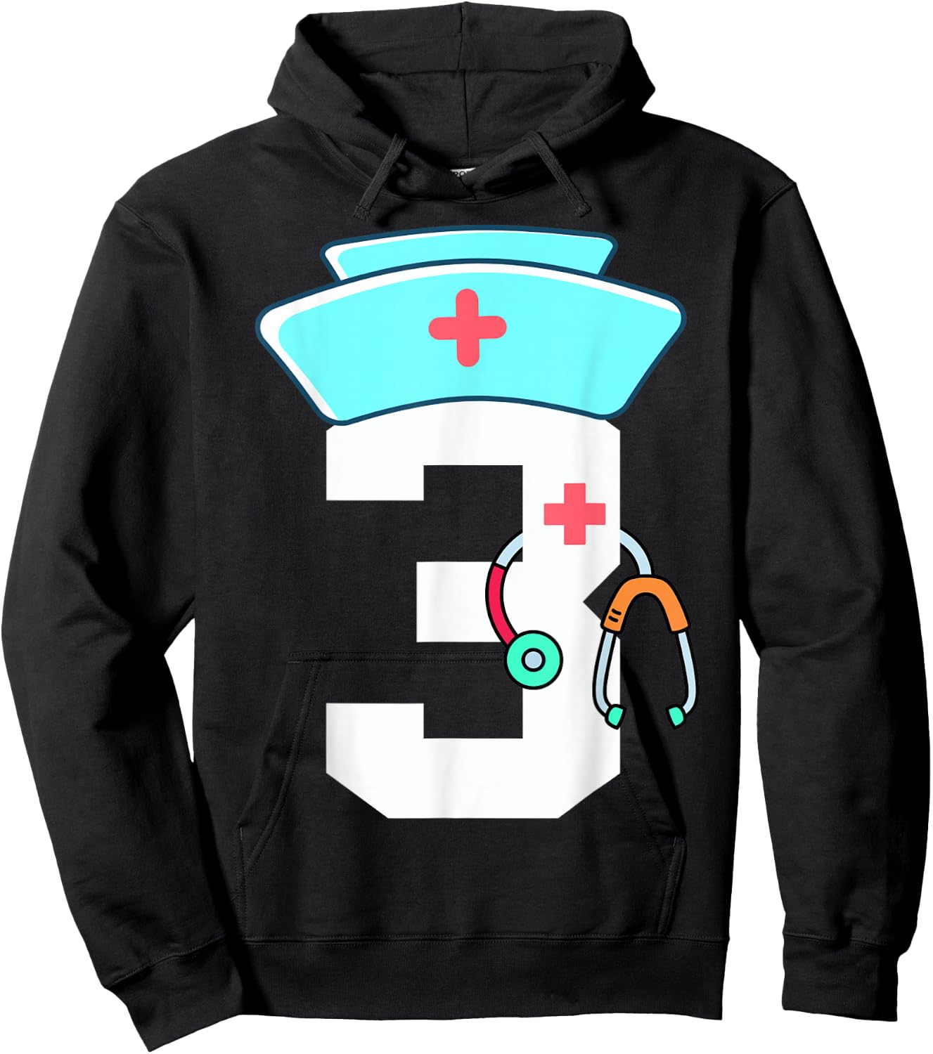 Toddler 3rd Birthday Nurse Doctor Themed Girl Kid 3 Year Old Hoodie - Hoodie | Black