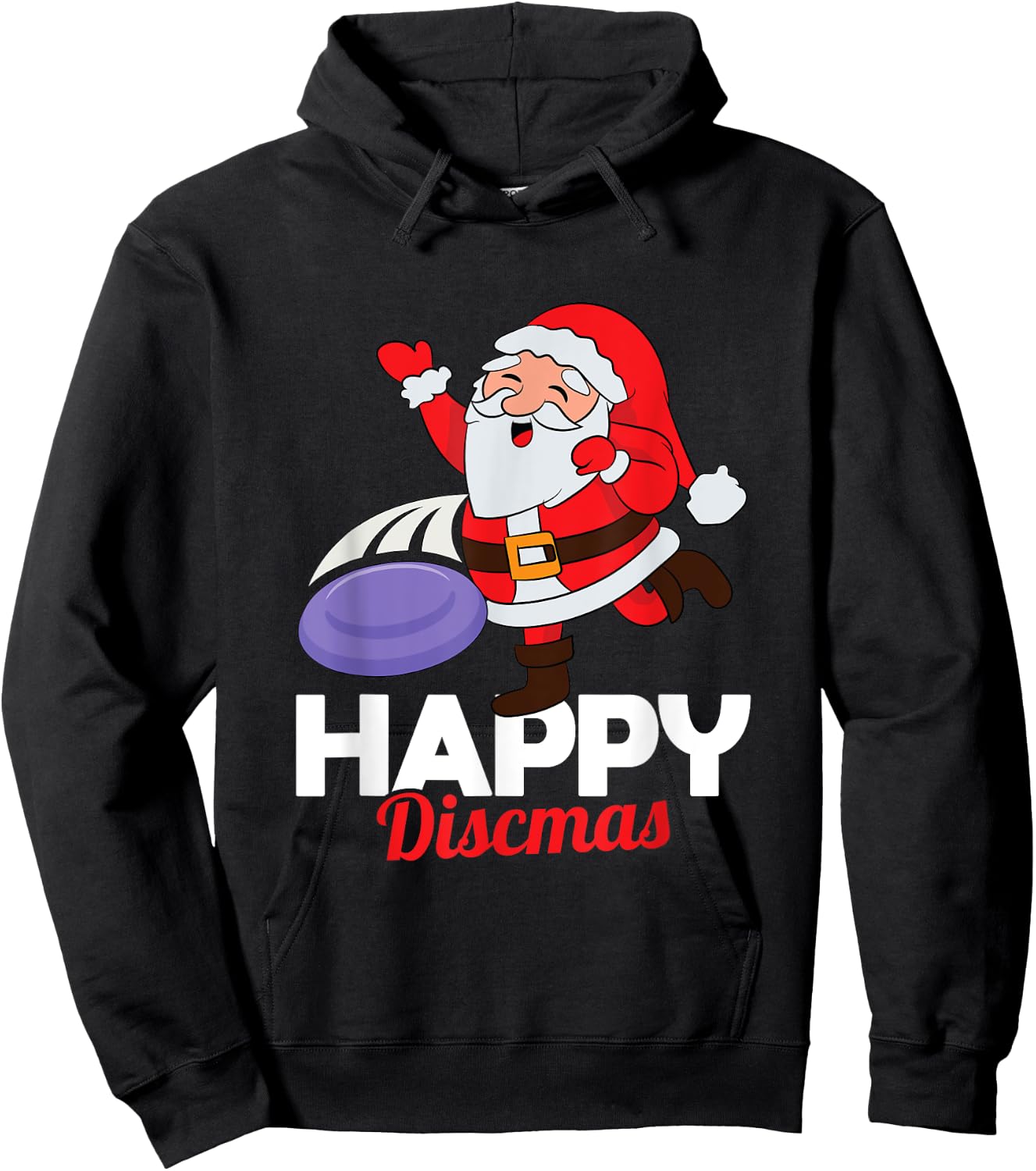 Happy Discmas Ultimate Frisbee Santa Christmas Disc Golf Hoodie - Hoodie | Black