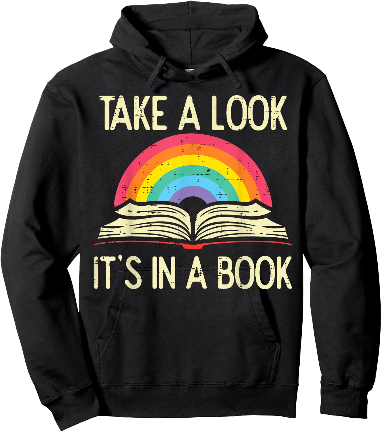 Take A Look Its In A Book Vintage Reading Bookworm Librarian Hoodie - Hoodie | Black