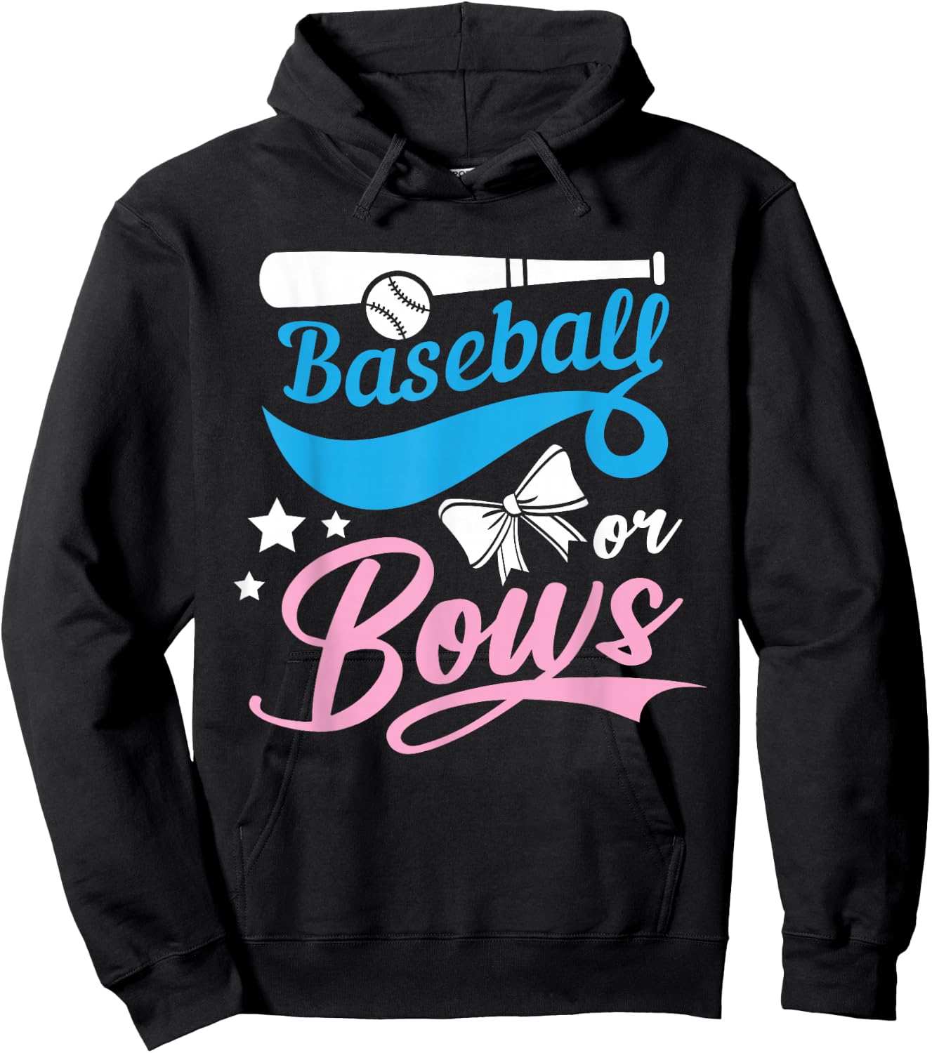 Baseball Or Bows Cute Girl Boy Gender Reveal Announcement Hoodie - Hoodie | Black