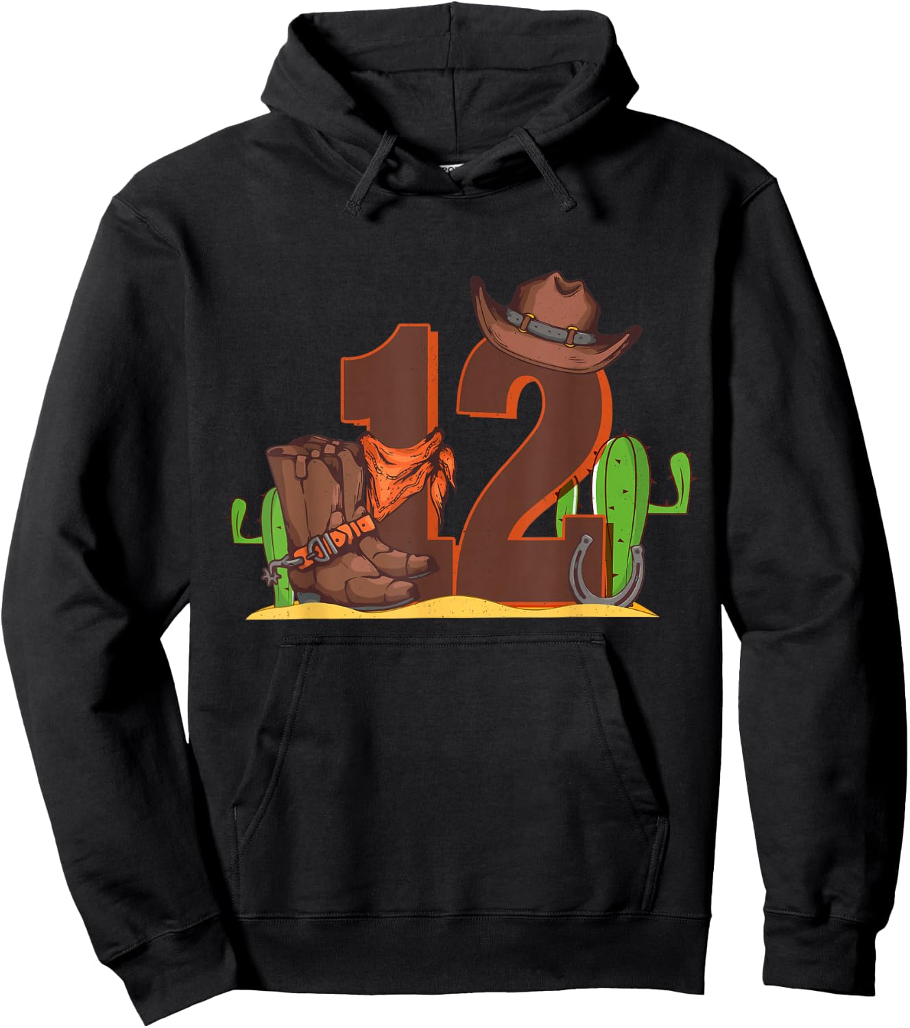 12th Birthday Boy 12 Year Old Rodeo Western Cowboy Howdy Hoodie - Hoodie | Black