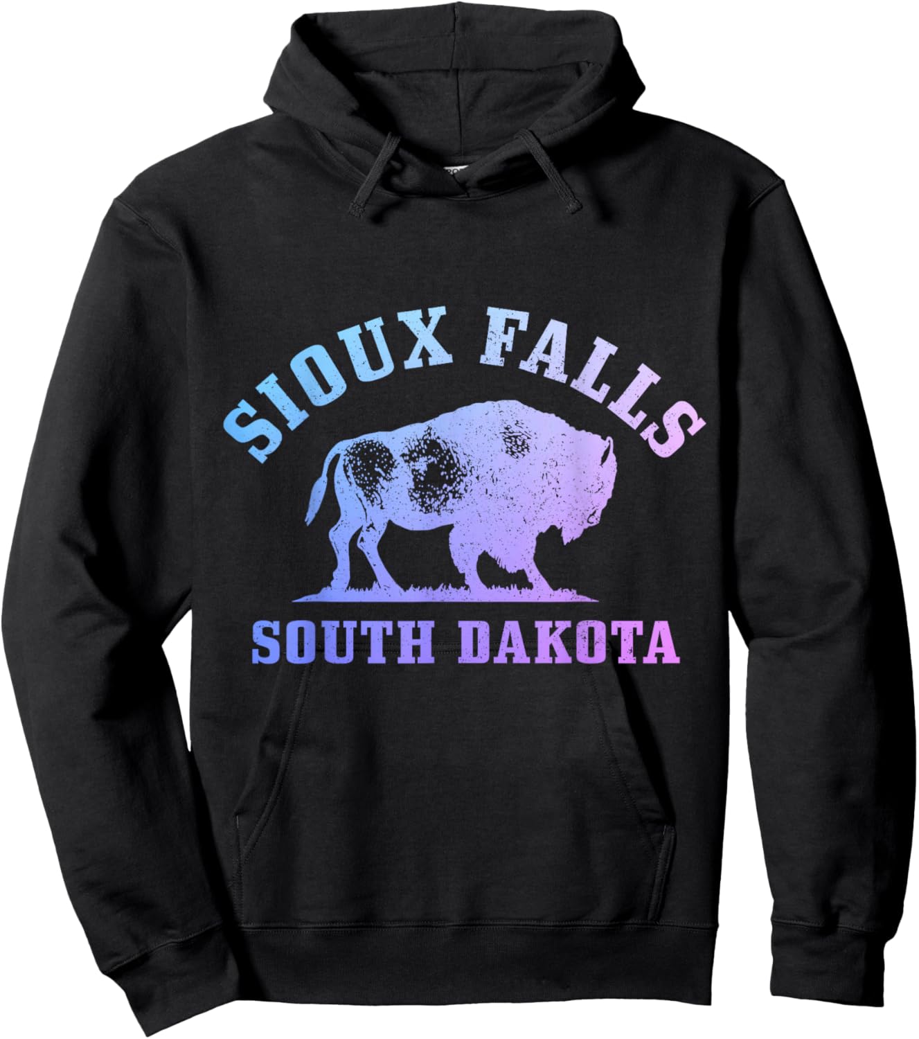Sioux Falls South Dakota Bison Buffalo National Park Vintage Hoodie - Hoodie | Black