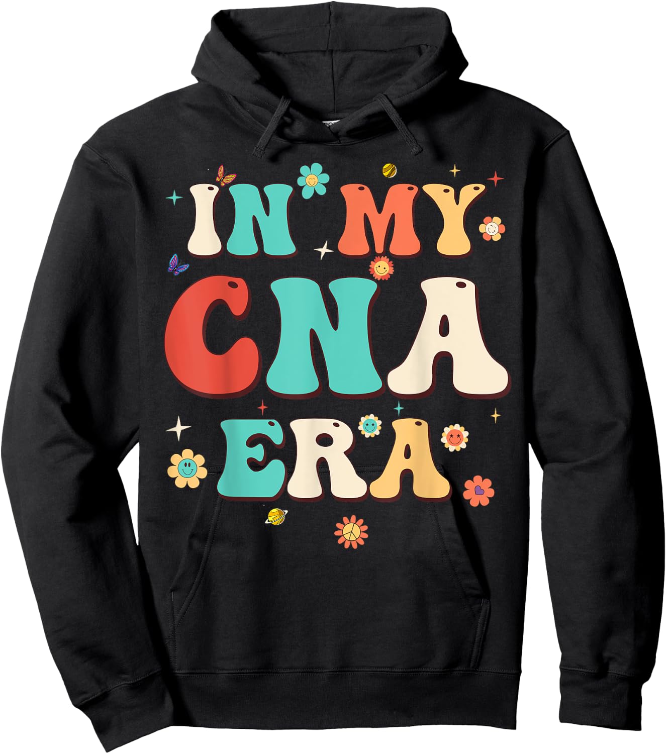 In My CNA Era Nursing AssistantFlowers Retro Groovy Hoodie - Hoodie | Black