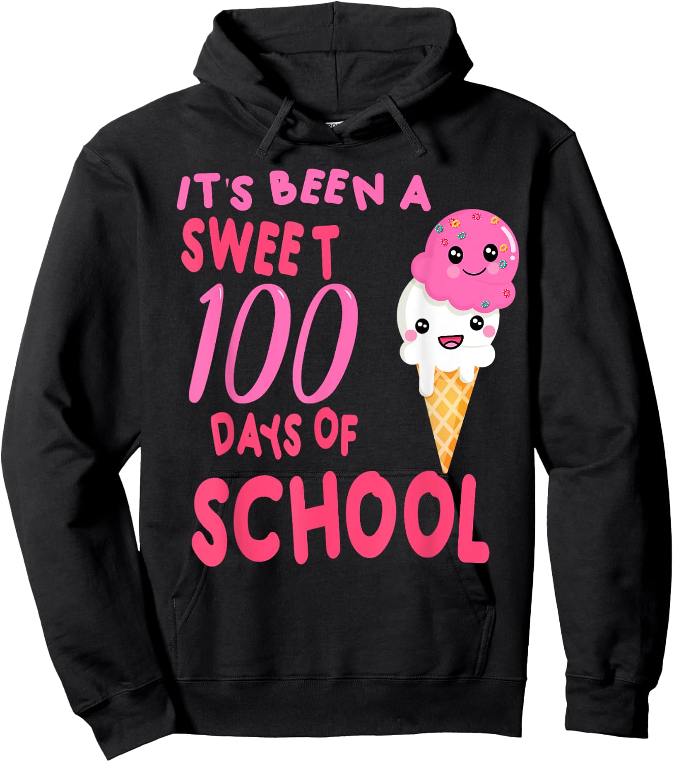 Ice Cream Cone 100 Days Of School Teacher Hoodie - Hoodie | Black