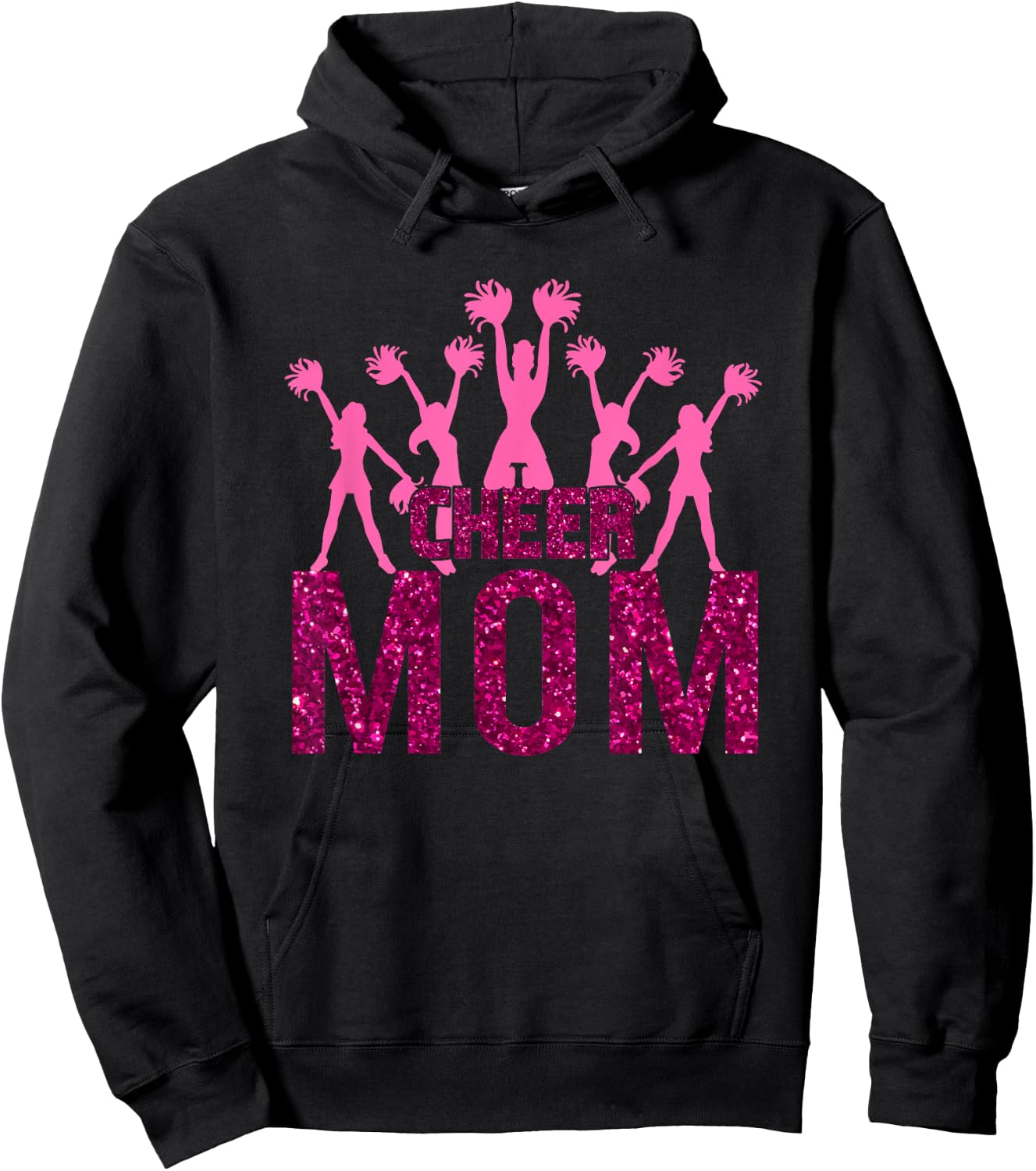 Cheer Mom Pink Color Cheerleader Girls Cheerleading Woman Hoodie - Hoodie | Black