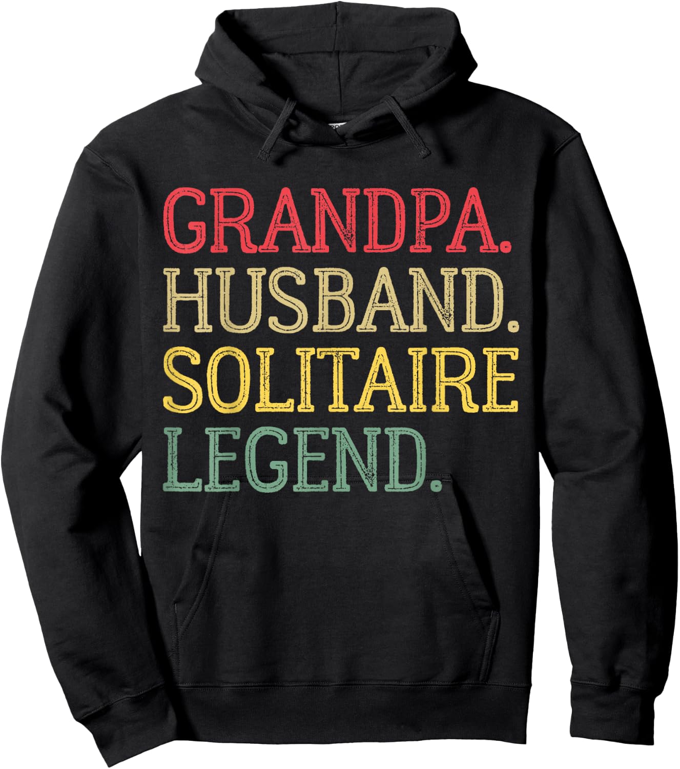 Grandpa Husband Solitaire Legend Vintage Solitaire Game Hoodie - Hoodie | Black