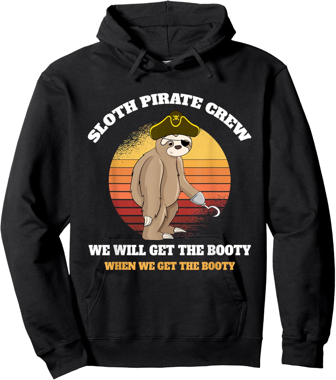 Sea Thief Sloth Pirate Crew Caribbean Funny Pirate Hoodie - Hoodie | Black