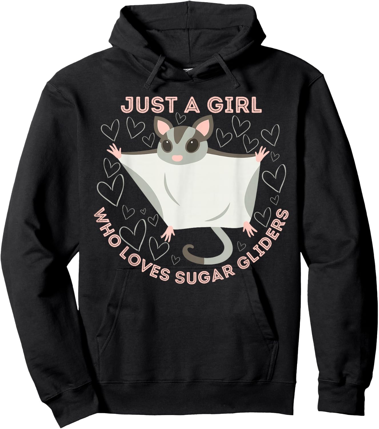 Just a Girl Who Loves Sugar Gliders Cute Sugar Glider Lover Hoodie - Hoodie | Black