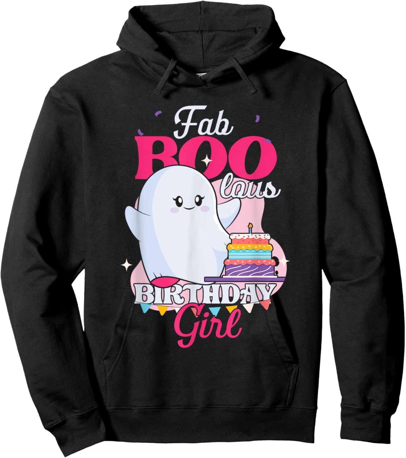 Cute Ghost | Faboolous Girl Birthday | Birthday Party Hoodie - Hoodie | Black