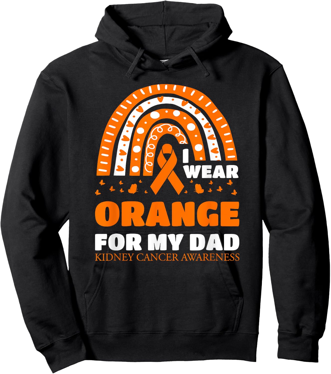 I Wear Orange For My Dad Kidney Cancer Warrior Daughter Kids Hoodie - Hoodie | Black