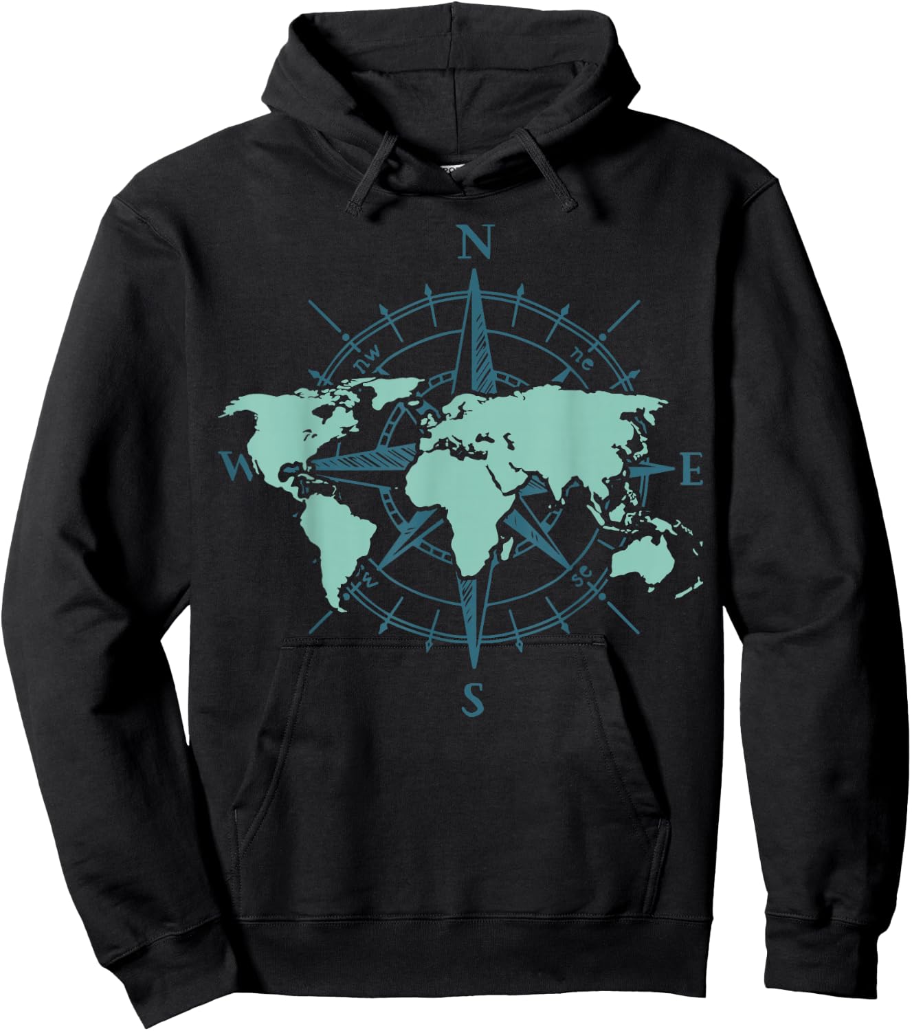 Cartography Traveler Travelling Compass World Map Small Hoodie - Hoodie | Black