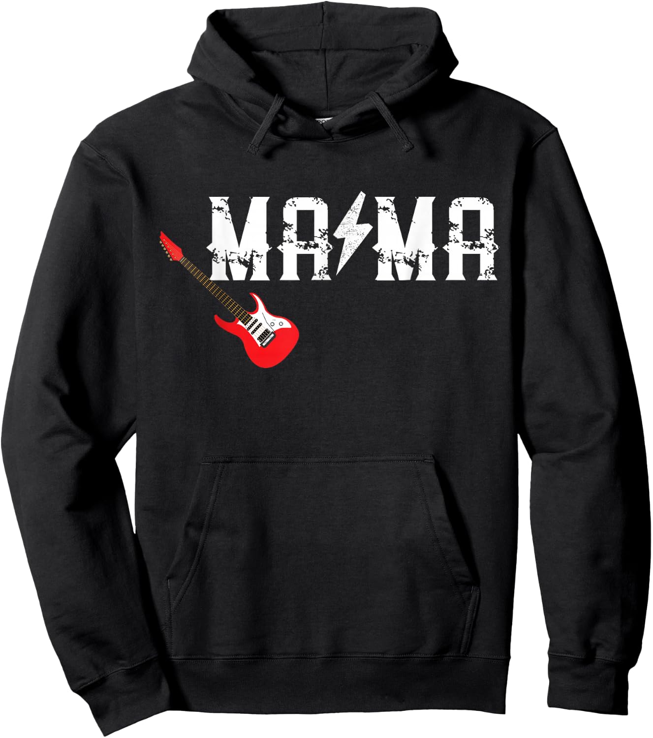 Mama Rockin One Birthday Family Matching Rock Guitar Hoodie - Hoodie | Black