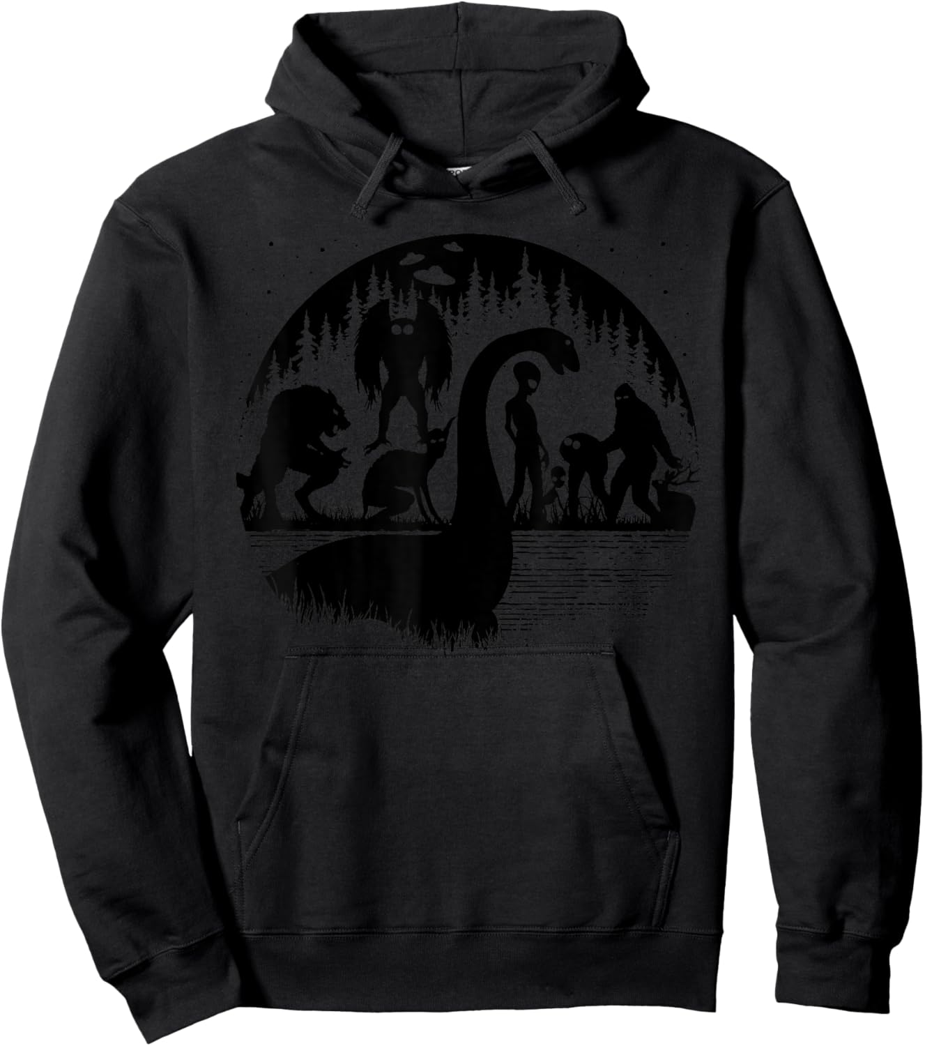 Bigfoot Loch Ness Monster Mothman And Aliens! Funny Cryptid Hoodie - Hoodie | Black