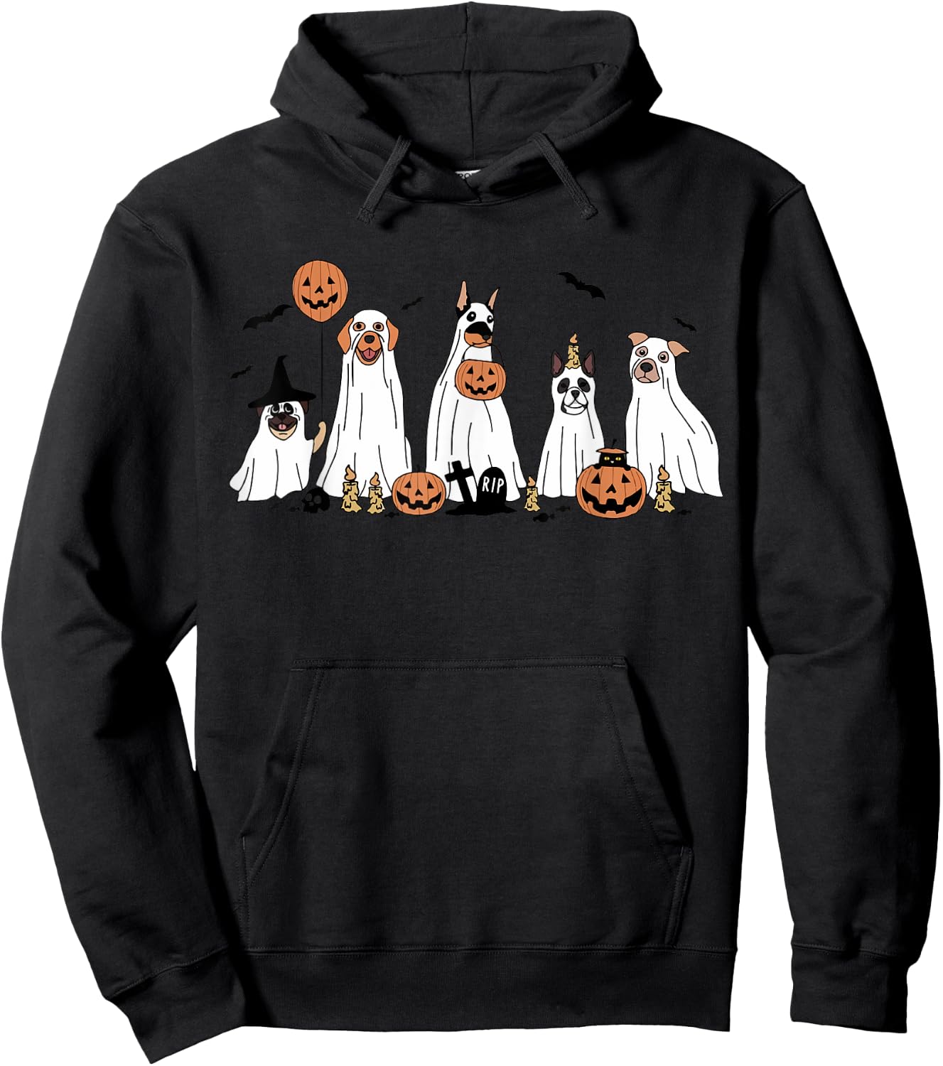 Funny Cute boo Spooky Dogs Luv Dressed as Ghosts Hoodie - Hoodie | Black