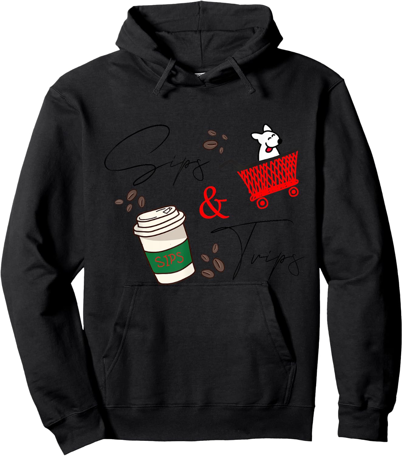 Sips and Trips coffee sips and shopping trips Hoodie - Hoodie | Black
